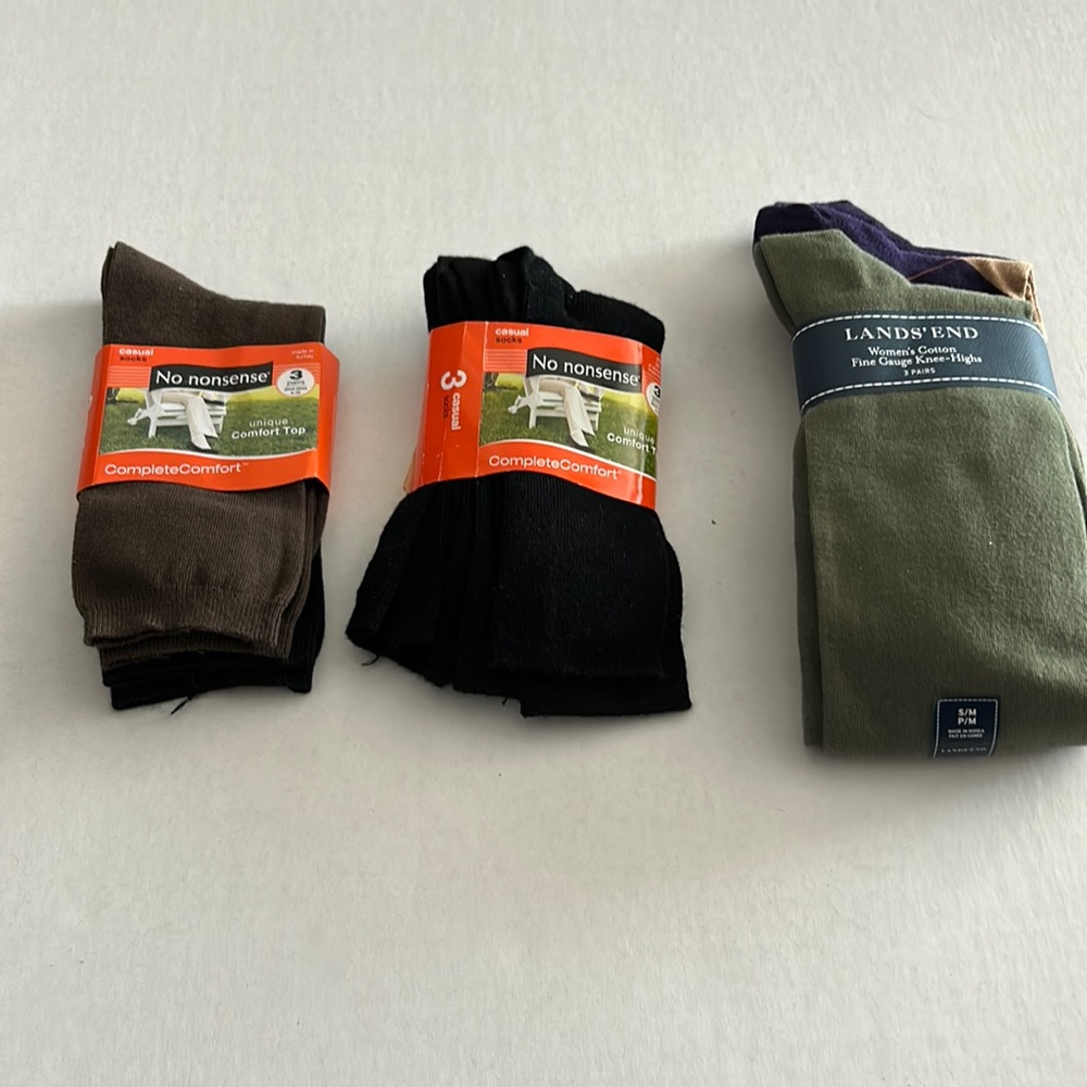 Lands’ End socks plus different brands socks (Total 8 pairs) (NWT)